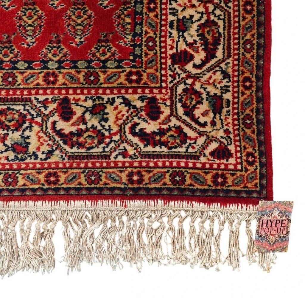 Vintage oosters wol Paisley vloerkleed rood Mir 108x173cm, Gebruikt, 100 tot 150 cm, Onbekend, Ophalen of Verzenden
