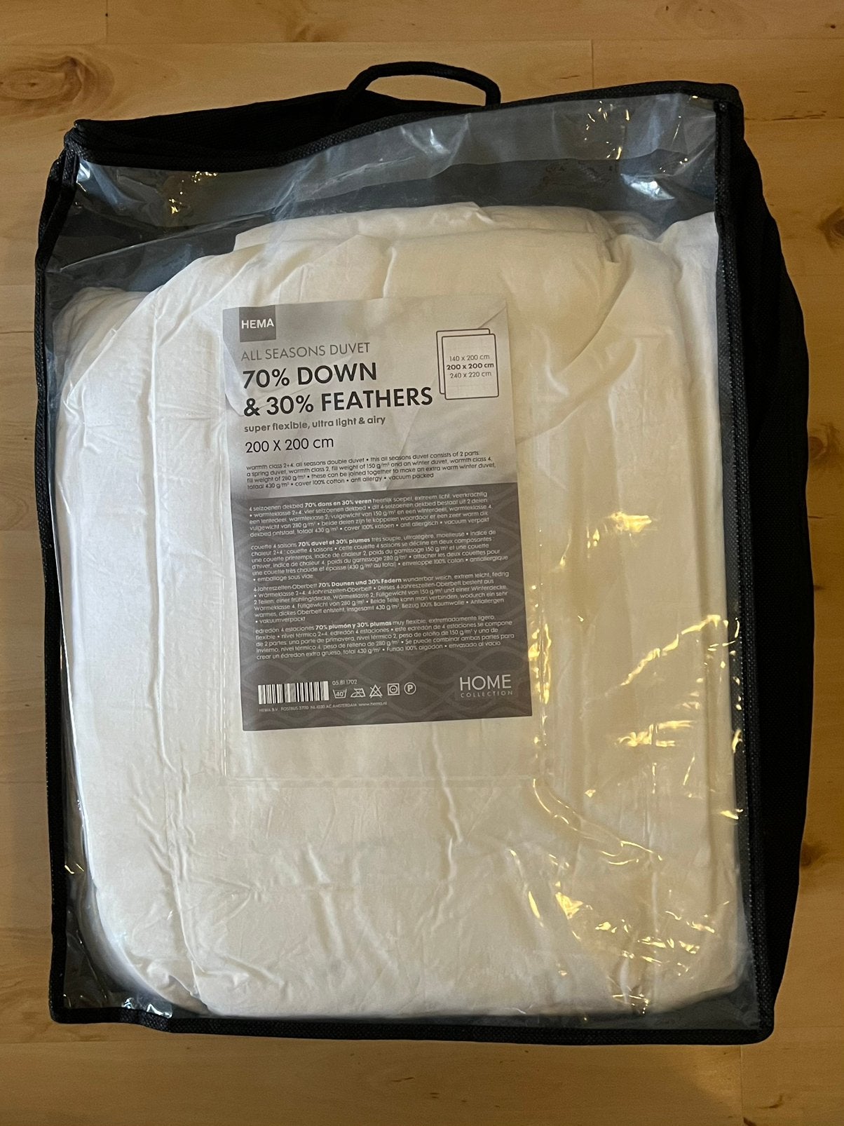 Dubbel All Seasons Donsdekbed, 2.00x2.00, NIEUW IN TAS, Huis en Inrichting, Ophalen, Wit, Tweepersoons, Deken of Dekbed