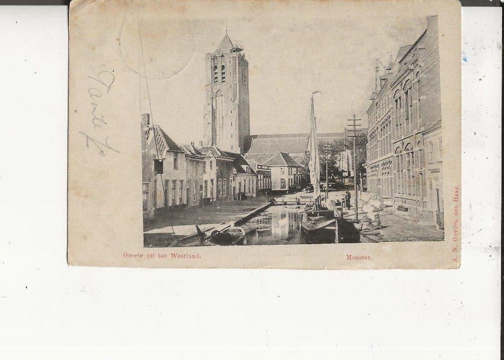 Monster Haven met schuiten en Klooster 5 juni 1901, Ophalen of Verzenden, Voor 1920, Gelopen, Zuid-Holland