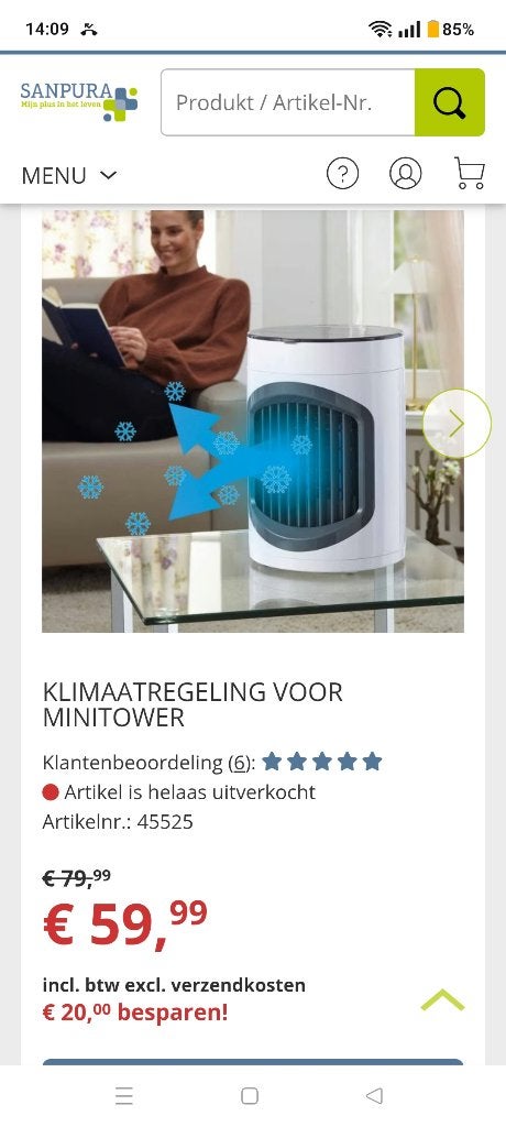Livington smart chill ventilatiesysteem, Witgoed en Apparatuur, Ventilatoren, Ophalen, Zo goed als nieuw, Tafelventilator