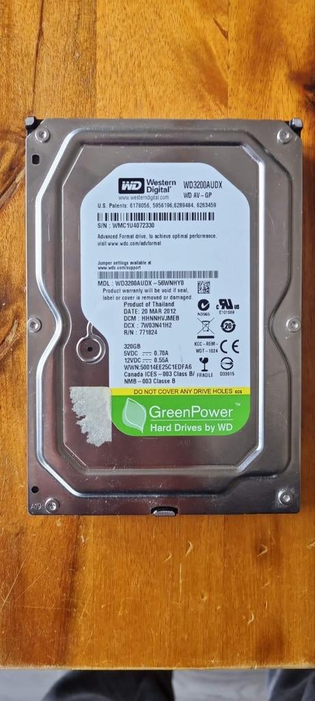 Western Digital SATA HDD 320GB - WD3200AUDX GreenPower, Computers en Software, Harde schijven, Ophalen of Verzenden, Desktop