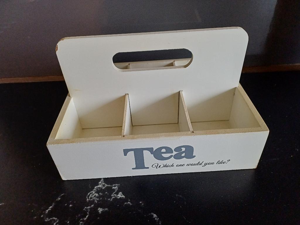 wit houten theebox, Gebruikt, Hout, Ophalen of Verzenden, Wit