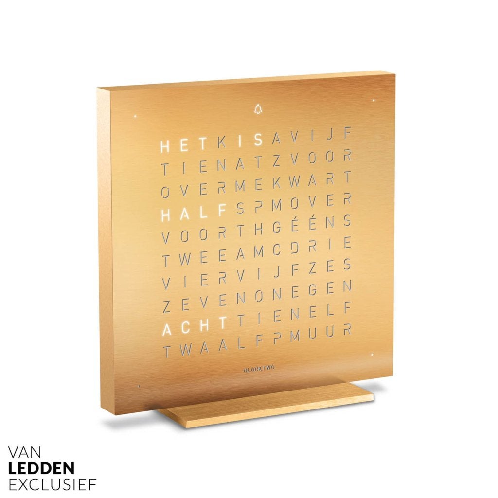Qlocktwo Earth 13.5 Golden Legend Woordklok Design Klok Goud, Huis en Inrichting, Woonaccessoires | Klokken, Wekker of Tafelklok