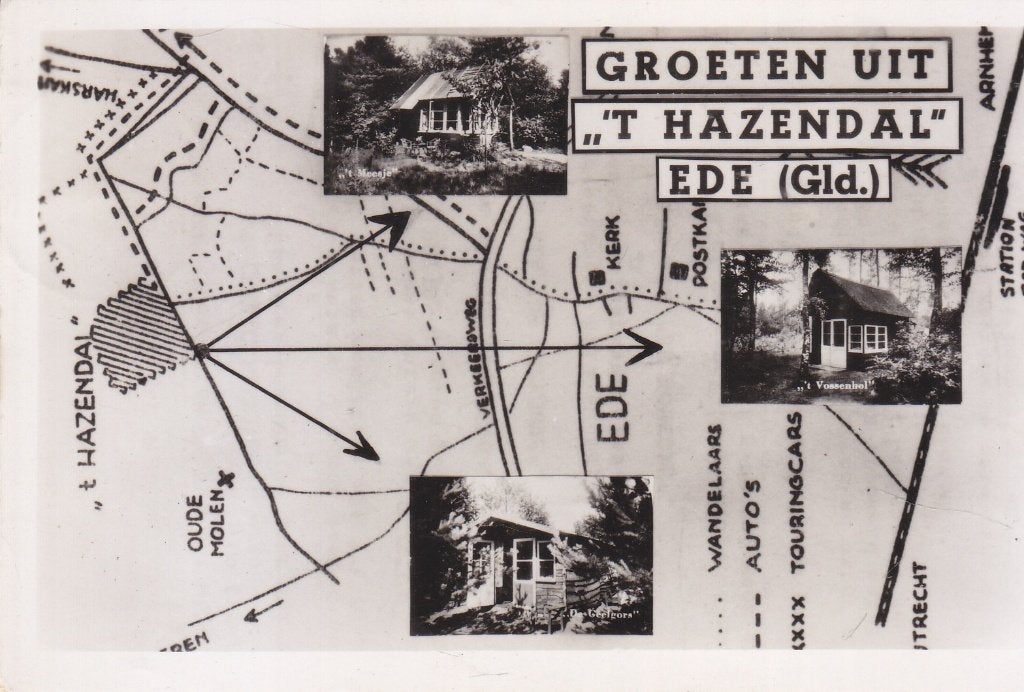 Ede - Groeten uit 't Hazendal 3 luik 1954, Verzenden, 1940 tot 1960, Gelopen, Gelderland
