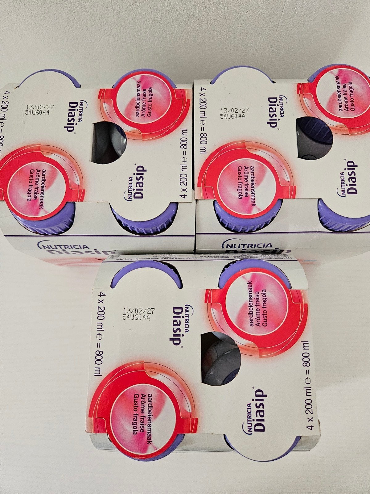 Nutricia Diasip aardbei 12 flesjes tht 13-02-27 dieetvoeding, Ophalen
