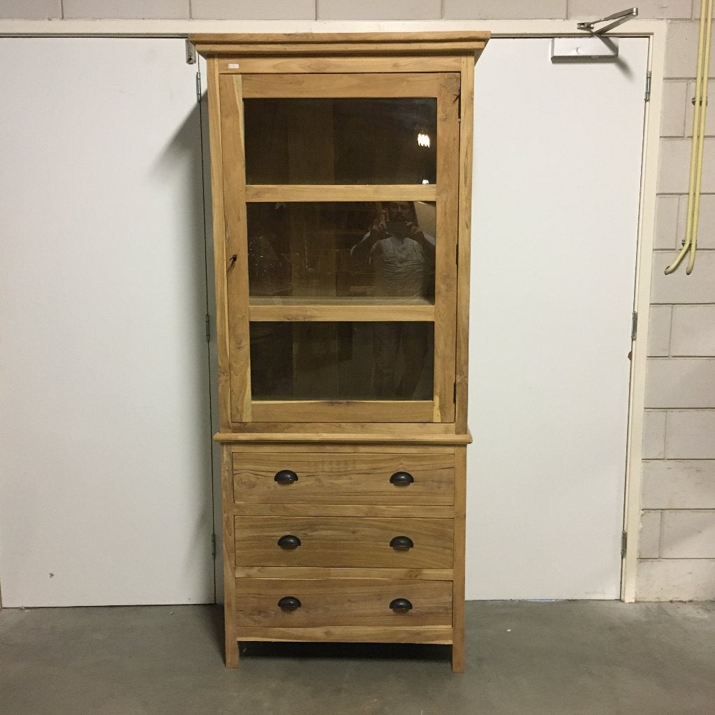 buffetkast teak - 1 deur 3 lades – 80 cm br - Gratis bezorgd, Huis en Inrichting, Kasten | Buffetkasten, TTM Wonen, Meubels – (Perzische) Tapijten en Woonaccessoires