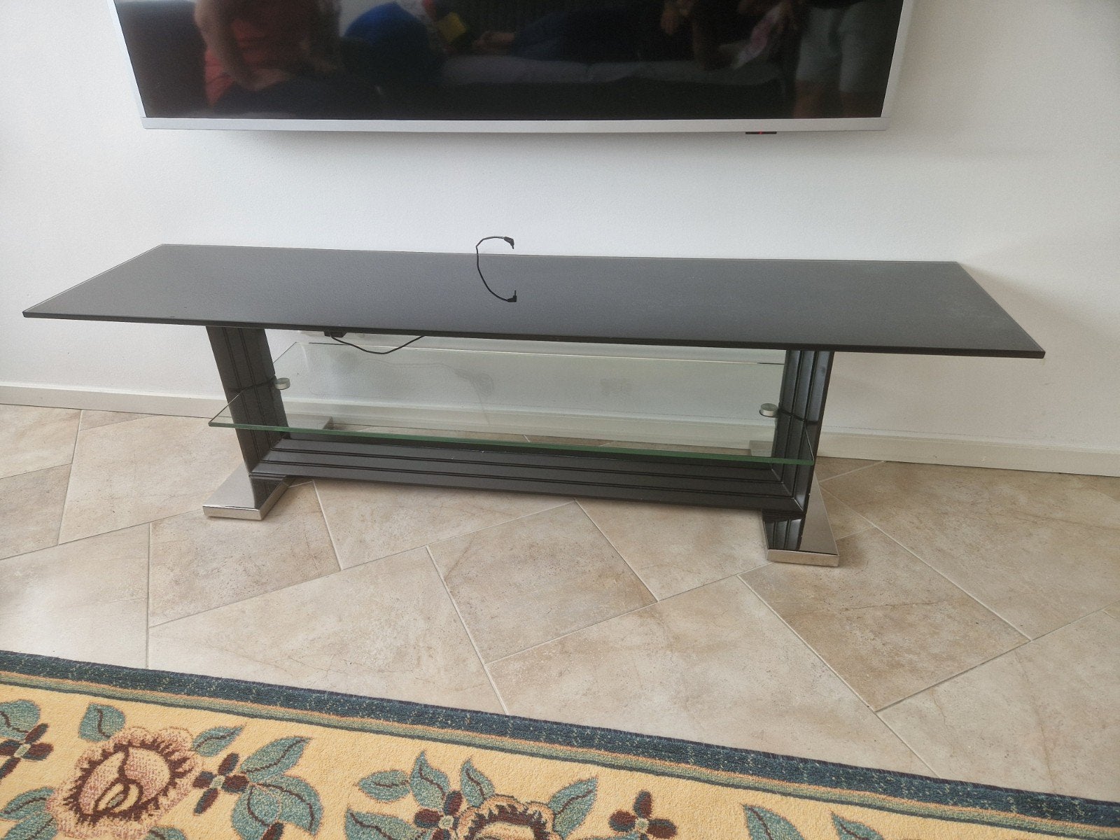 Glazen TV meubel, Ophalen, Gebruikt, Zwart, 150 tot 200 cm