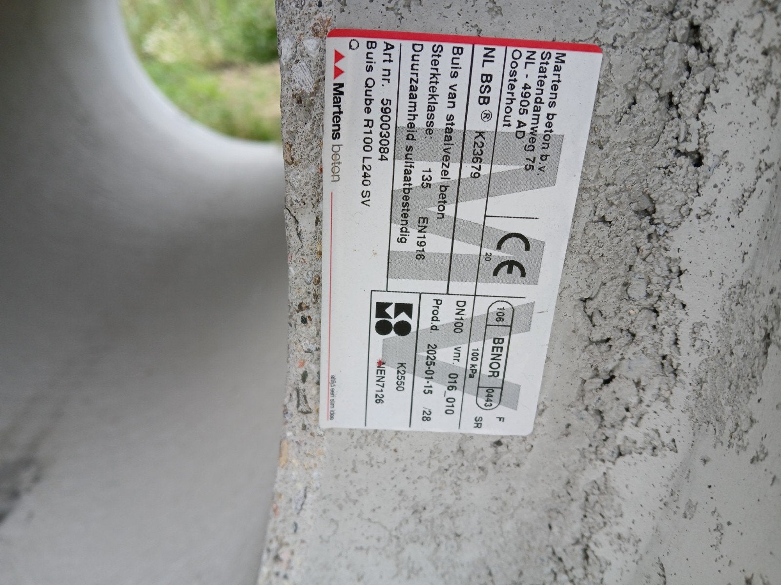 Martens Beton Buis Qube R100 L240 SV DN100, Doe-het-zelf en Verbouw, Buizen en Afvoer, Ophalen of Verzenden