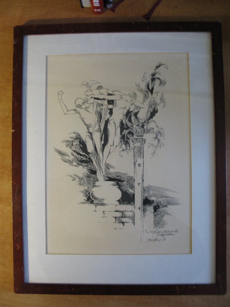 litho of prent Bevrijdingsmonument Eindhoven, Jan Korthals, Gebruikt, Ophalen of Verzenden, 1940 tot 1960, Prent