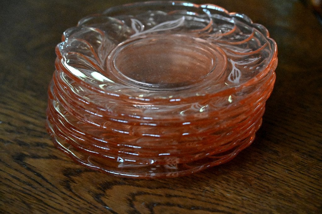 Rose glas gebaksbordjes, Antiek en Kunst, Ophalen of Verzenden