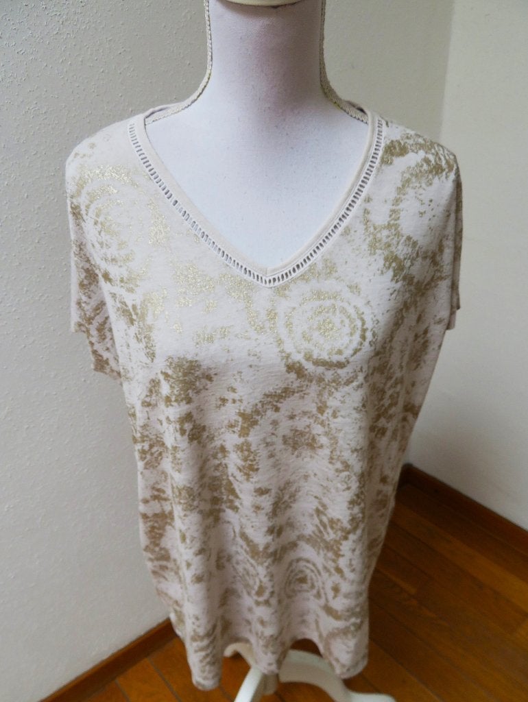 F58 CARTOON apart shirt beige goud maat 42, Cartoon, Beige, Maat 42/44 (L), Nieuw