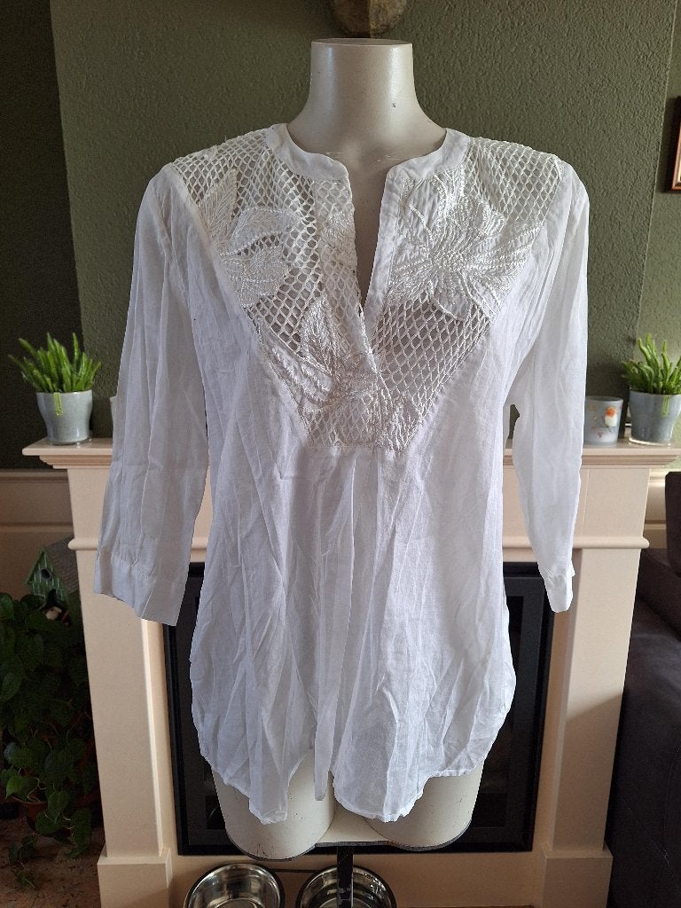 Nana Nucci prachtige witte boho top 2 M 38, Maat 38/40 (M), Verzenden, Wit, Zo goed als nieuw