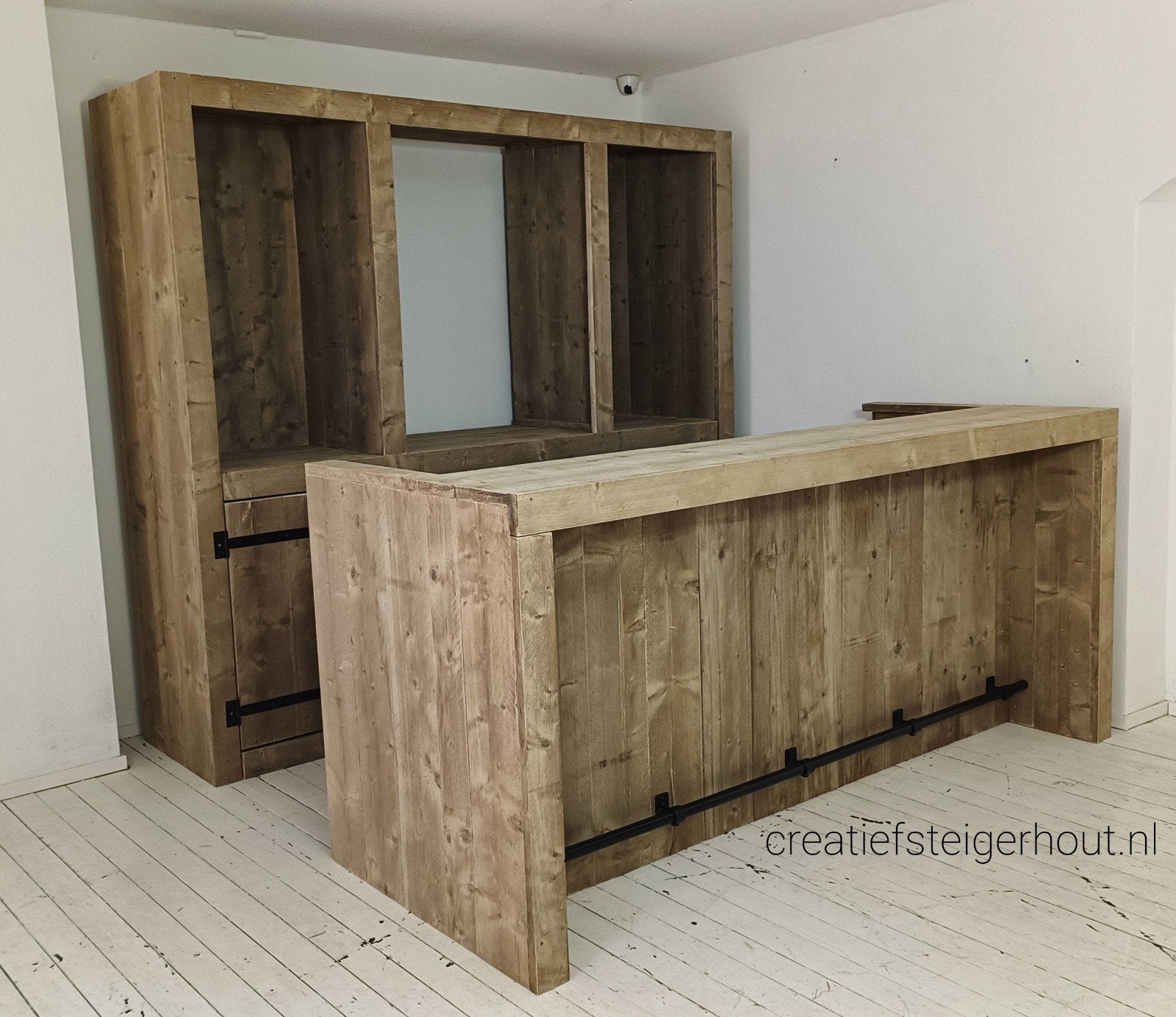Steigerhouten bar met achterwand kast overkapping koelkast, Huis en Inrichting, Verzenden, Nieuw