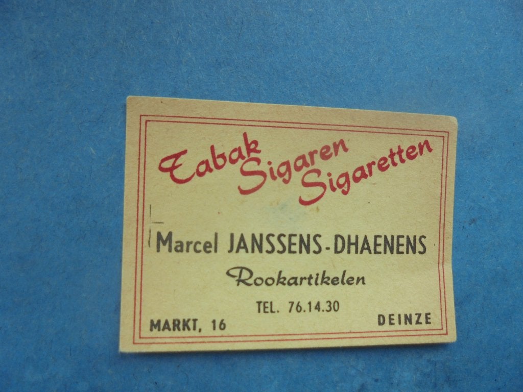 Oud lucifermerk Tabak Sigaren Marcel Janssens in DEINZE, Ophalen of Verzenden, Zo goed als nieuw, Luciferdoosjes of -merken