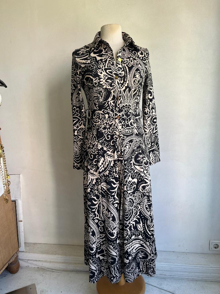 by swan maxi jurk zwart beige maat m, Maat 38/40 (M), By swan, Verzenden, Zwart