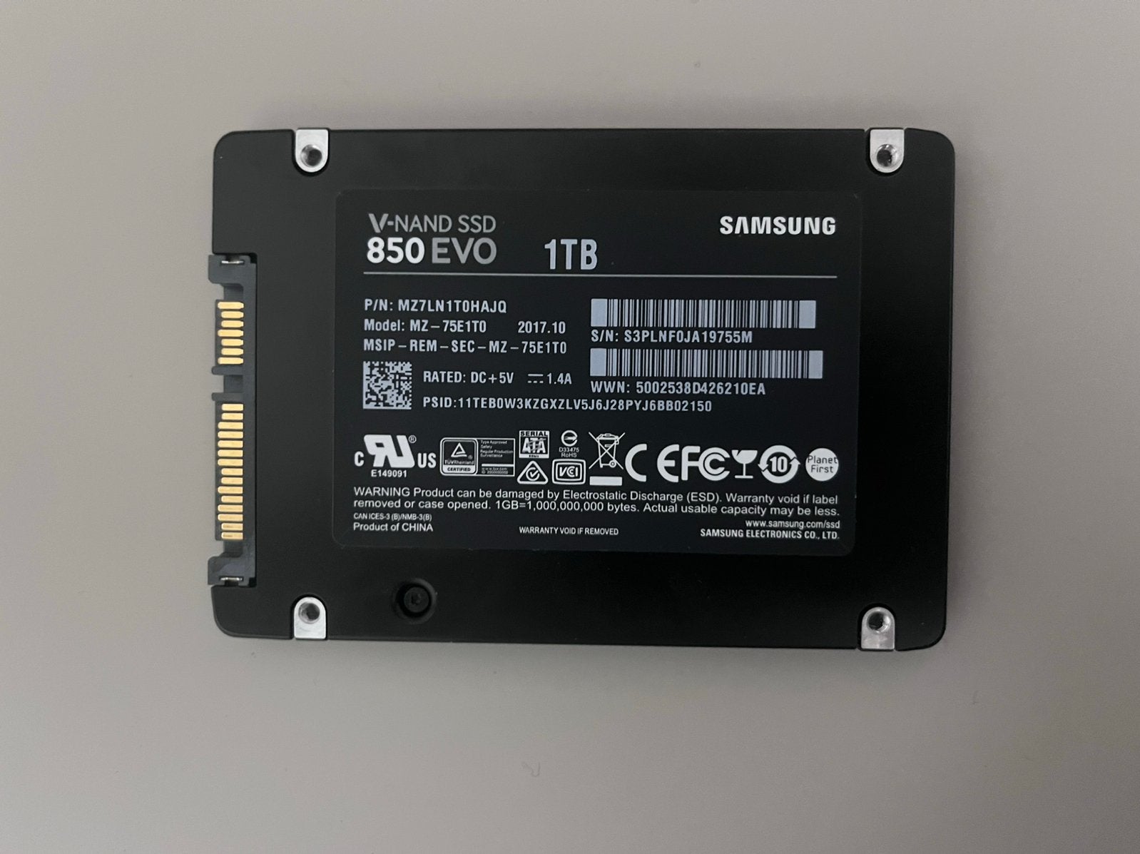 Samsung 850 EVO 1TB SSD 99% gezondeheid, Computers en Software, Intern, Ophalen of Verzenden, Zo goed als nieuw, Desktop