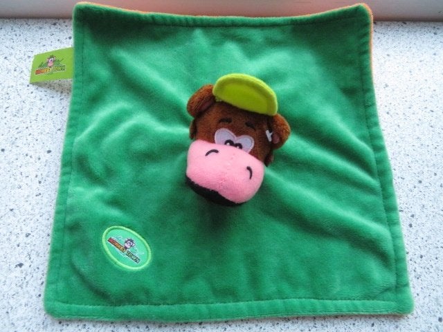 2 x Knuffeldoek aap of aapje van Monkey Town zacht velours, Ophalen of Verzenden, Zo goed als nieuw, Aap, Met label