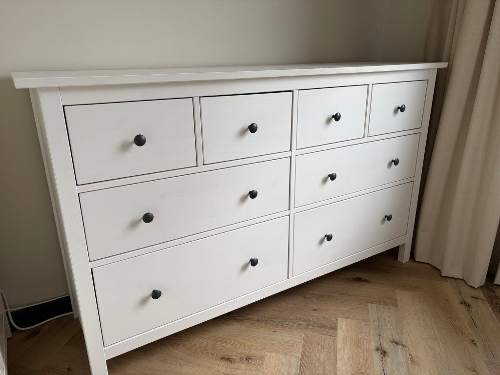 Ikea HEMNES ladekast (commode) van MASSIEF GRENEN, ZGAN, wit, Ophalen, 50 tot 70 cm, 100 cm of meer, Zo goed als nieuw