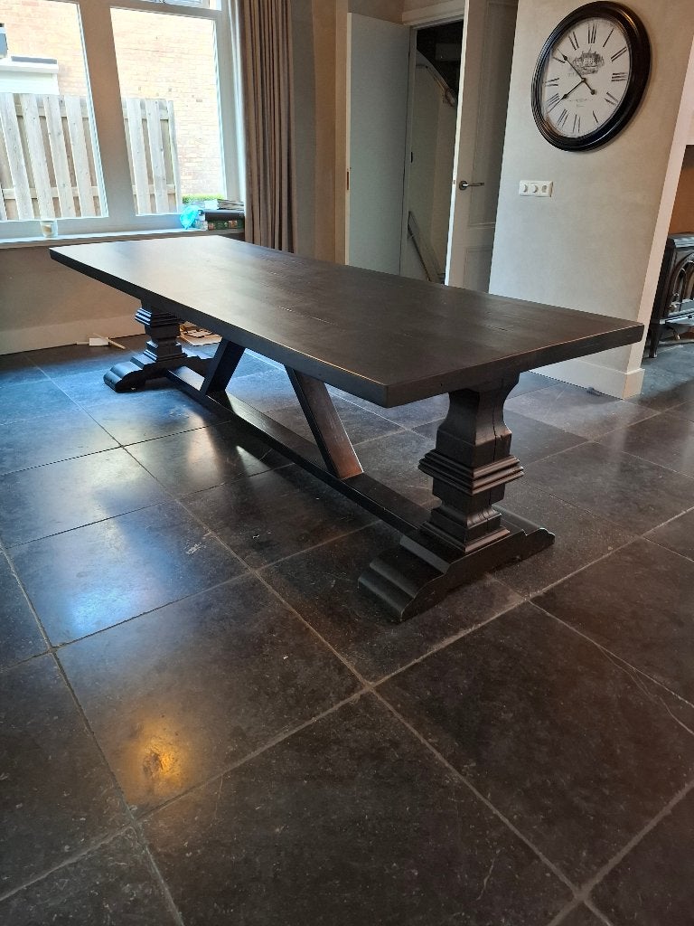 Zwarte Kloostertafel van 280 cm lang, Ophalen, 200 cm of meer, 50 tot 100 cm, Zo goed als nieuw