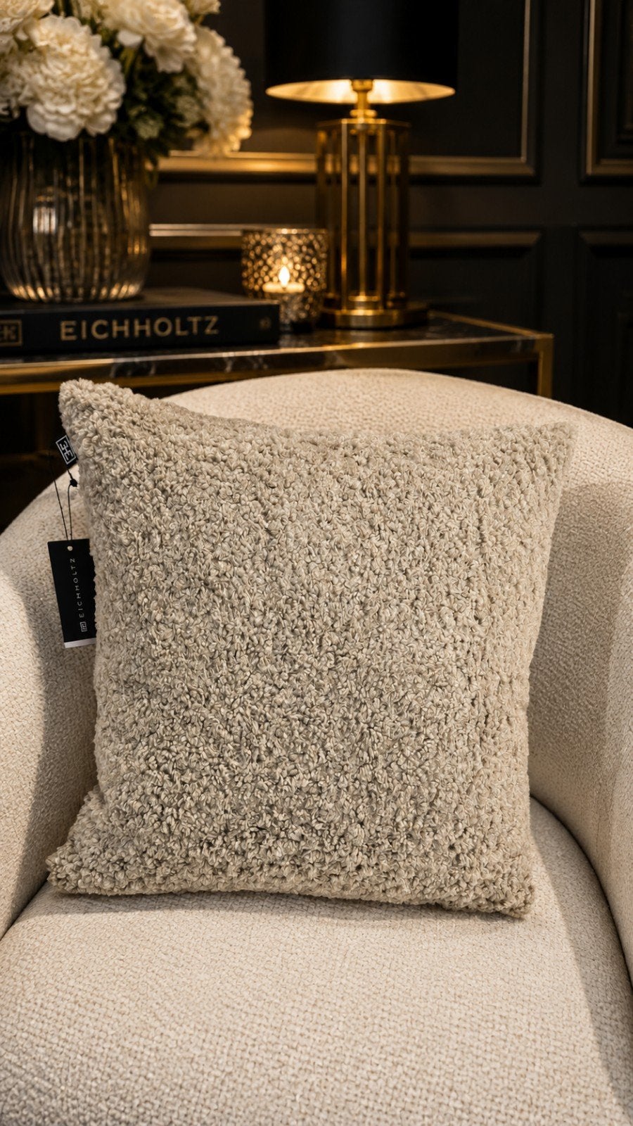 EICHHOLTZ NIEUW Luxe sierkussen Canberra-zand 50x50cm, Overige merken, Beige, Vierkant, Nieuw