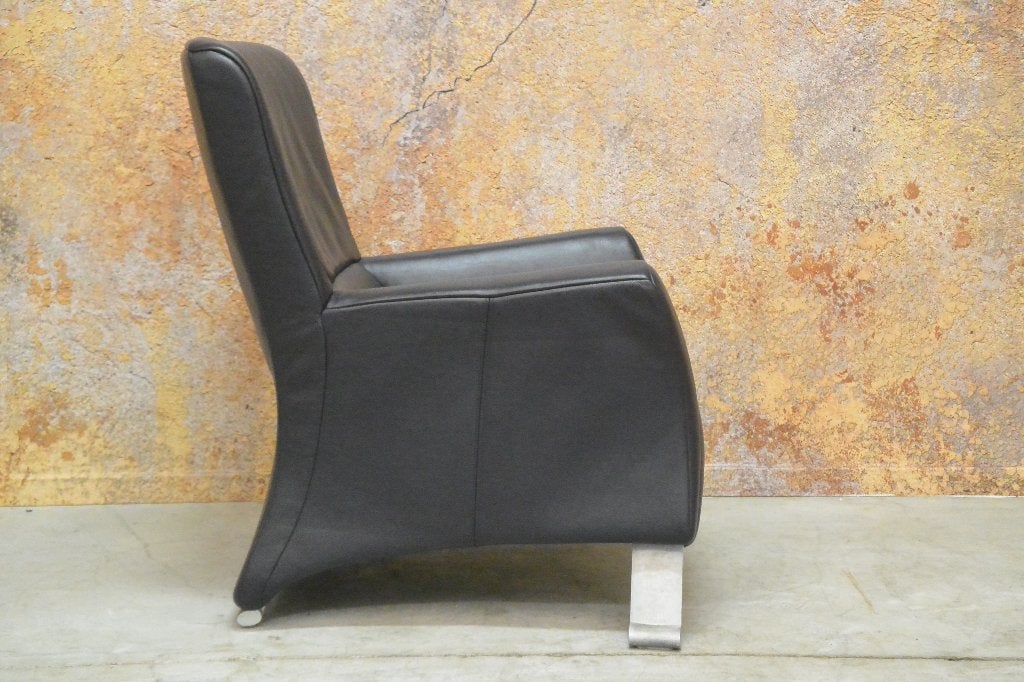 ZGANieuw donkerblauwe leren Rolf Benz 322 design fauteuil, Huis en Inrichting, 75 tot 100 cm, Zo goed als nieuw, Rolf Benz, Leer