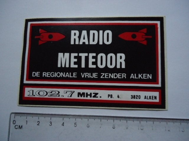 sticker oud Radio Meteoor Alken vrije zender piraat piraten, Verzenden, Zo goed als nieuw, Bedrijf of Vereniging