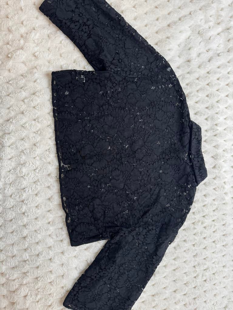 Zwarte kanten blouse van Zara, maat S, Ophalen of Verzenden, Zo goed als nieuw, Maat 36 (S), Zwart