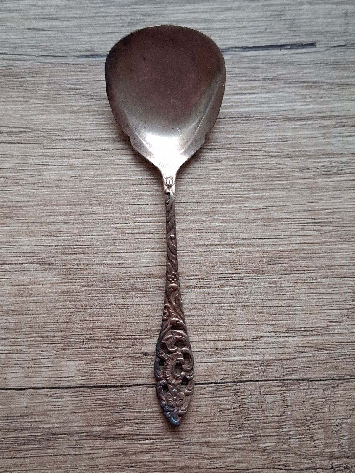 Antiek vintage oude suikerlepel lepel suikerschep verzilverd, Ophalen of Verzenden