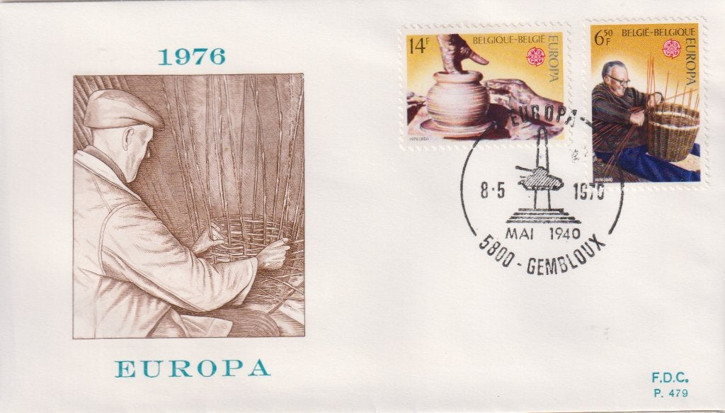 Belgie 1976 EUROPA Handwerken mandenmaker pottenbakker S234, Verzenden, Onbeschreven, Europa