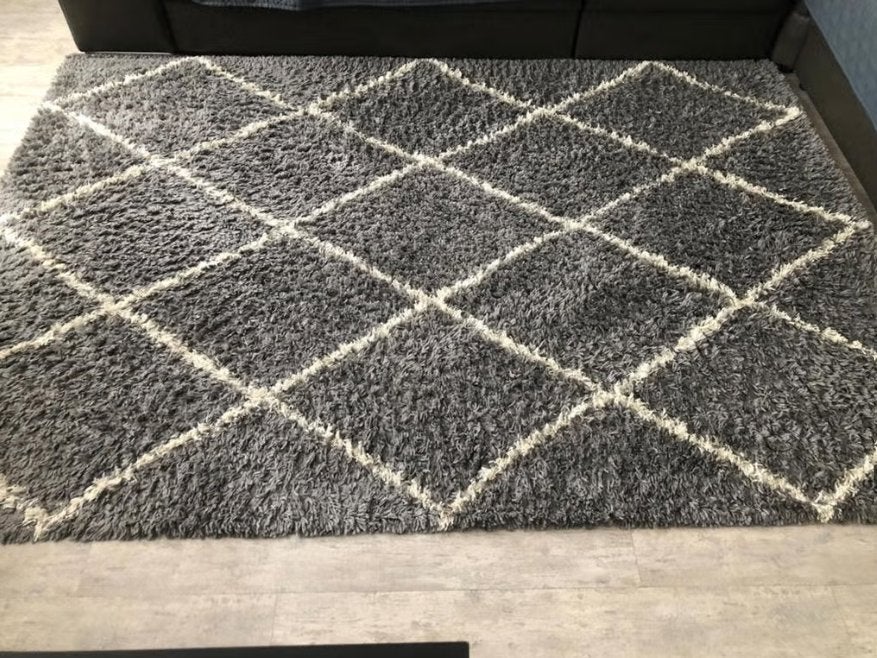 Tapijt/vloerkleed grijs hoogpolig, Ophalen, Wit, 150 tot 200 cm, 200 cm of meer