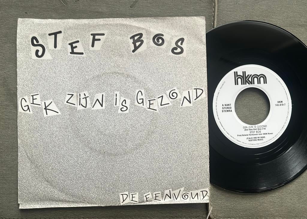 Stef Bos - Gek zijn gezond 7” NL 1990, Gebruikt, 1990 - 1999, 7 inch, Single