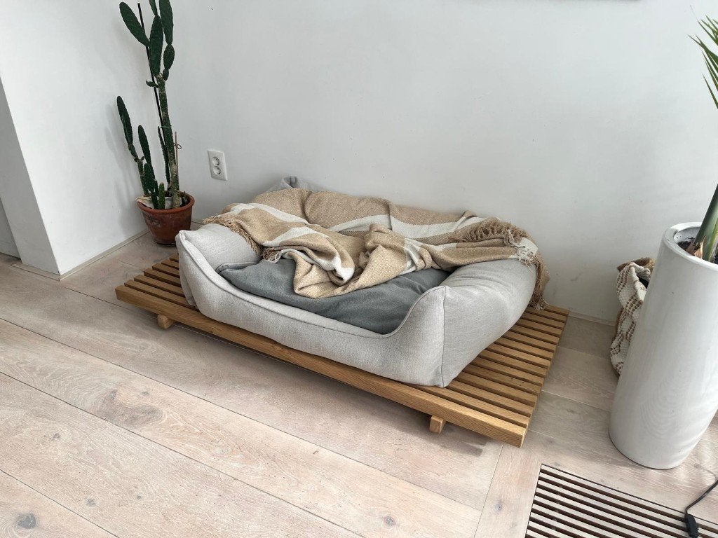 Eiken houten design honden bed  / mand, Ophalen, Nieuw, Overige