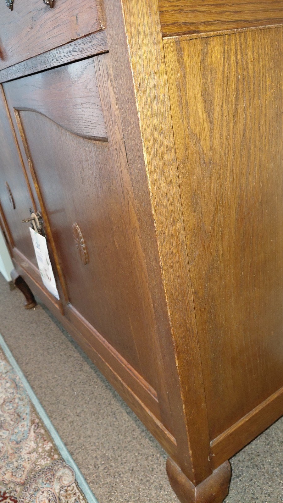 Antiek Eiken Dressoir met Spiegel en Vitrinekasten, Antiek en Kunst, Ophalen