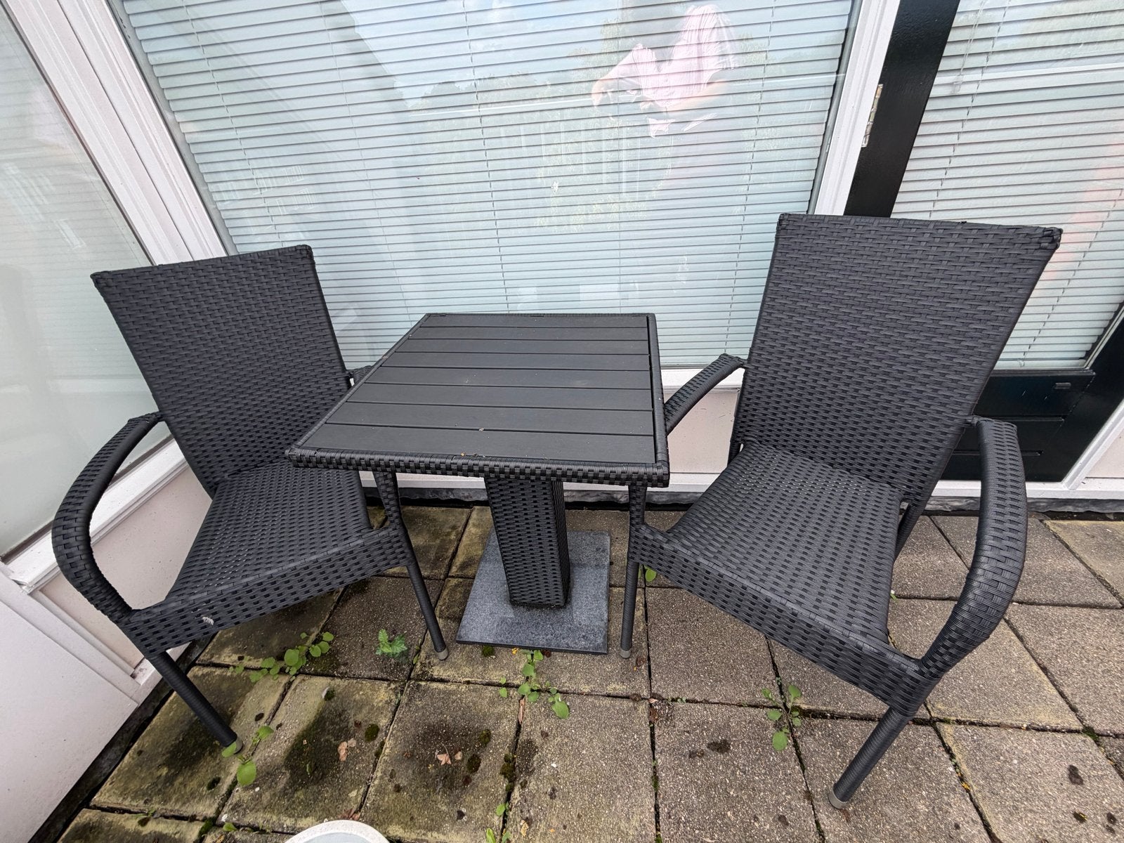 Compacte Wicker Tuinset met 2 Stoelen en Tafel, Zo goed als nieuw, Wicker, Tuinset, Eettafel
