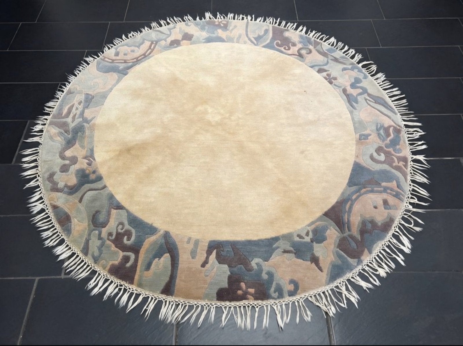 Prachtig Handgeknoopt Rond Nepal 'Aubusson' Oriënt Tapijt Ø, Rond, 200 cm of meer, Ophalen of Verzenden, Zo goed als nieuw