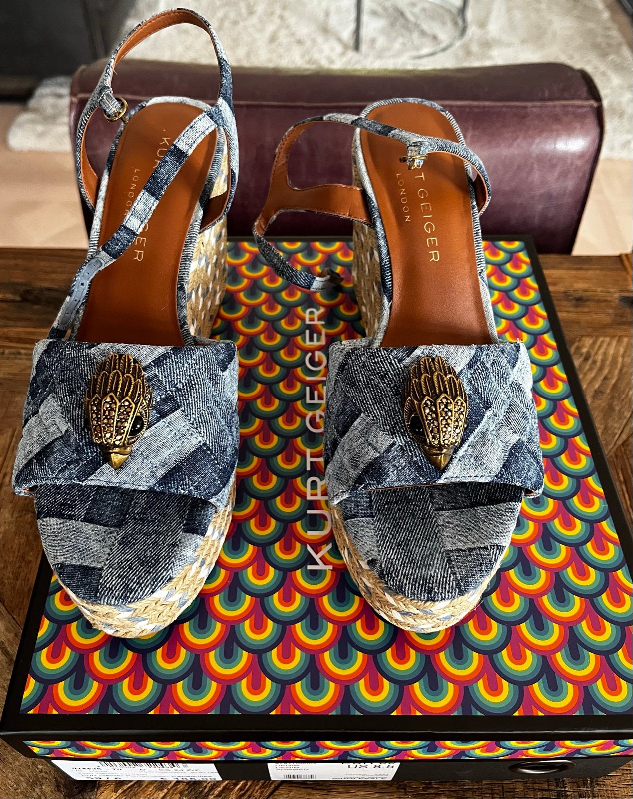 Kurt Geiger Kensington Espadrilles - Maat 39, Kleding | Dames, Schoenen, Zo goed als nieuw, Espadrilles of Moccasins, Blauw, Verzenden
