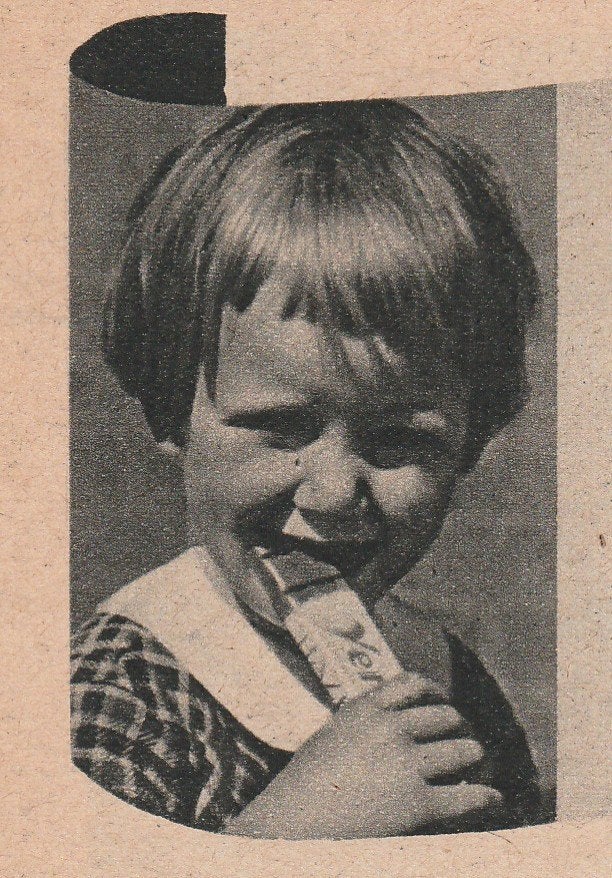 Retro reclame 1951 Verkade Zaandam meisje met reep, Verzenden, Overige typen
