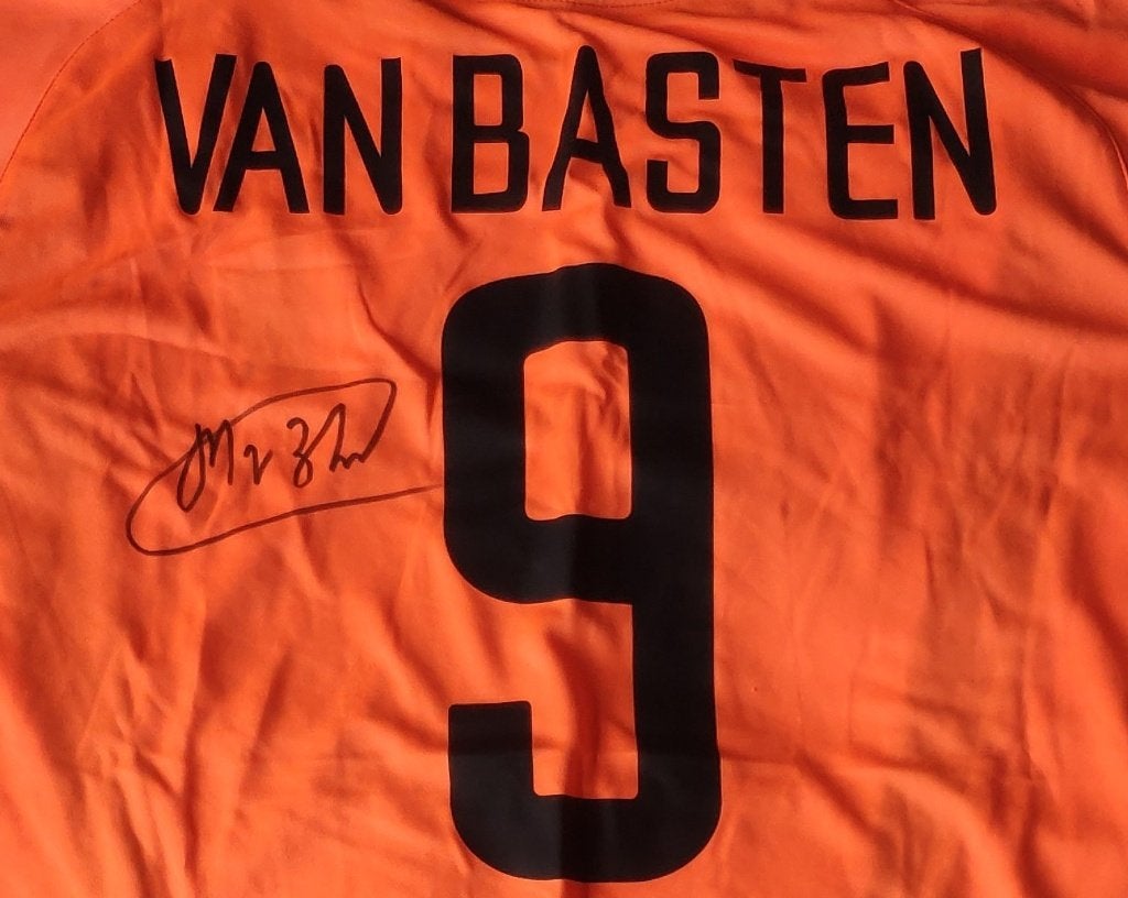 Marco van Basten gesigneerd oranje shirt XL Nike NL elftal, Ophalen, Zo goed als nieuw, Overige binnenlandse clubs, Shirt