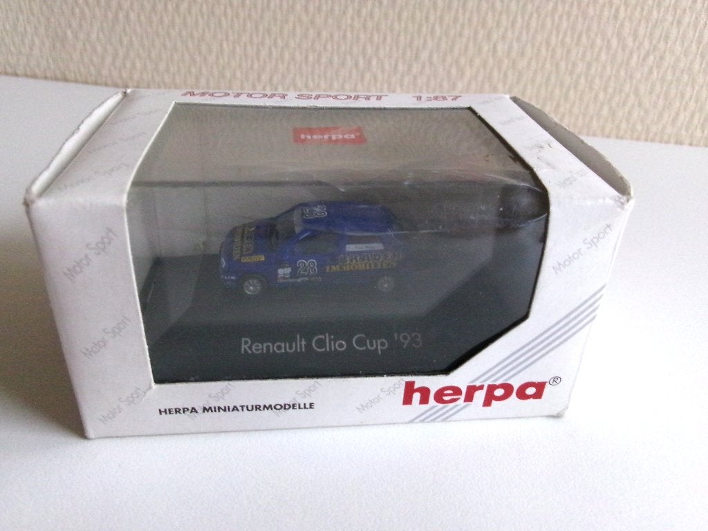 Renault Clio Cup '93 blauw 1:87 / H0 Herpa (in ovp), Ophalen of Verzenden, Zo goed als nieuw, Auto, Herpa