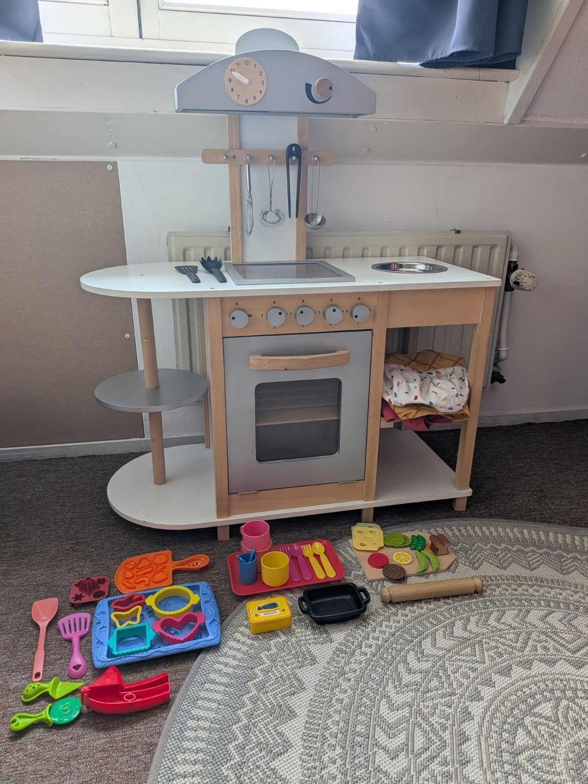 Houten Speelkeuken met Uitgebreide Accessoires Set, Ophalen, Gebruikt, Hout, Speelkeuken