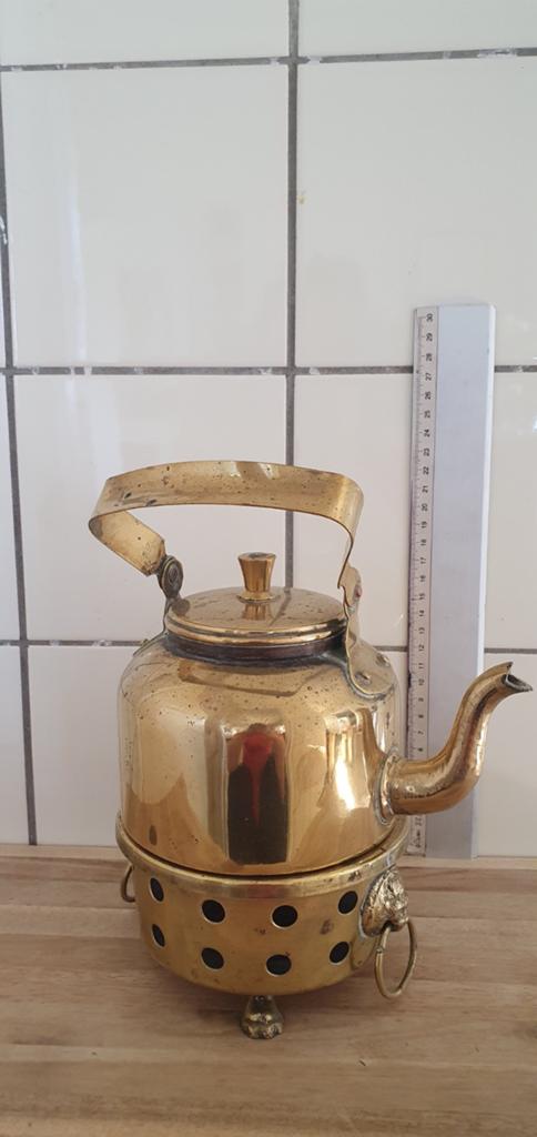 Vintage Koperen Waterketel met Stoof, Antiek en Kunst, Ophalen of Verzenden