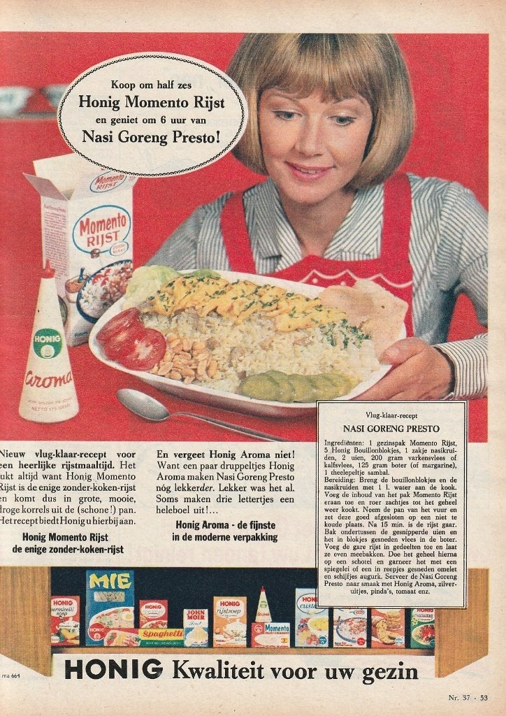 retro reclame 1963 Honig Koog aan de Zaan nasi goreng, Verzenden, Overige typen