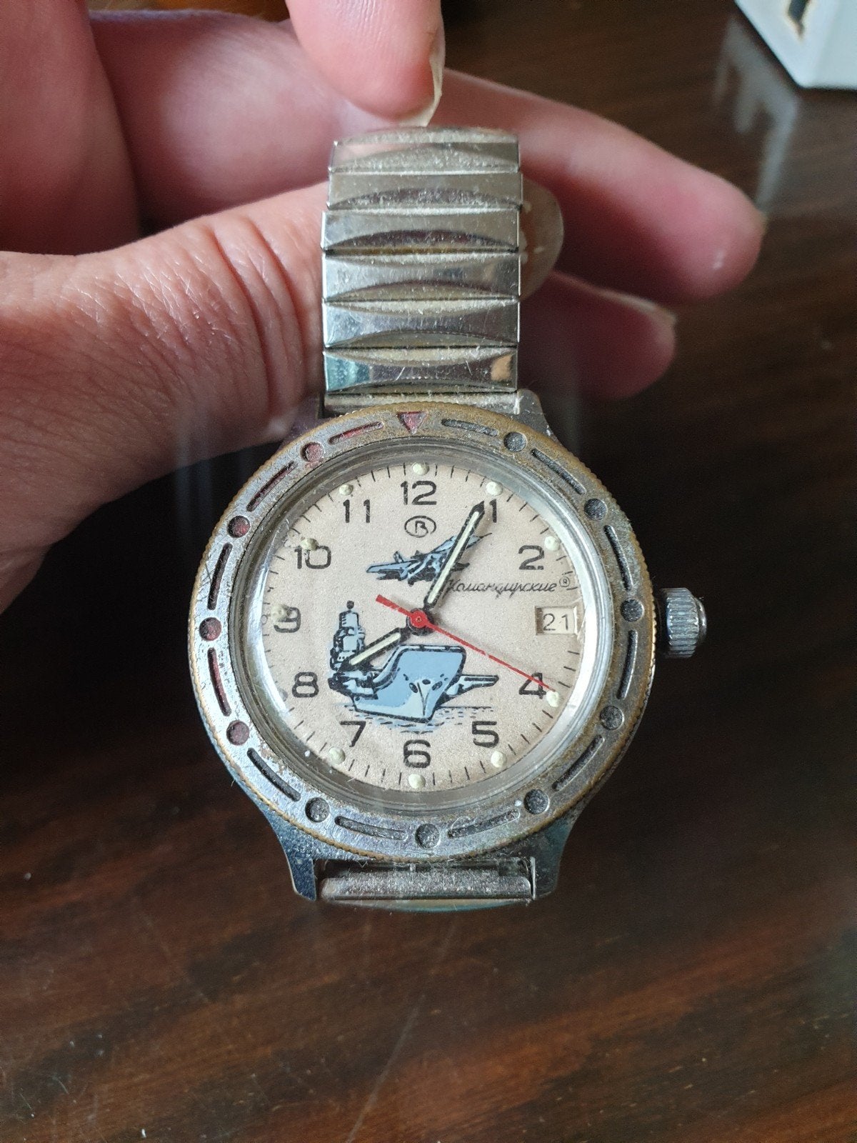 Russische militaire koude oorlog horloge loopt op de pols, Ophalen, Staal, Overige merken, 1960 of later