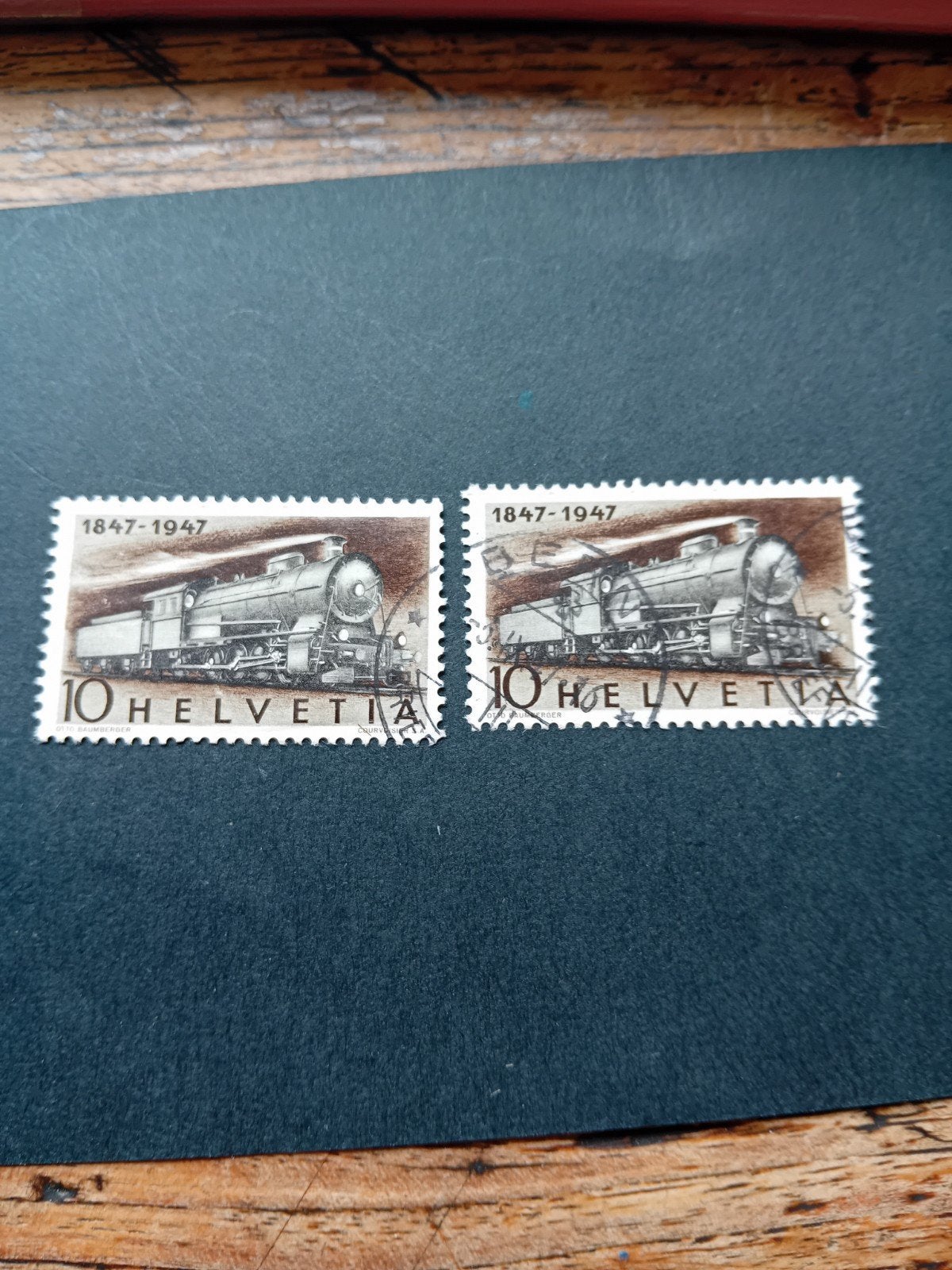 Zwitserse postzegel 1947 - 10 Helvetia stoomlocomotief, Ophalen of Verzenden, Gestempeld