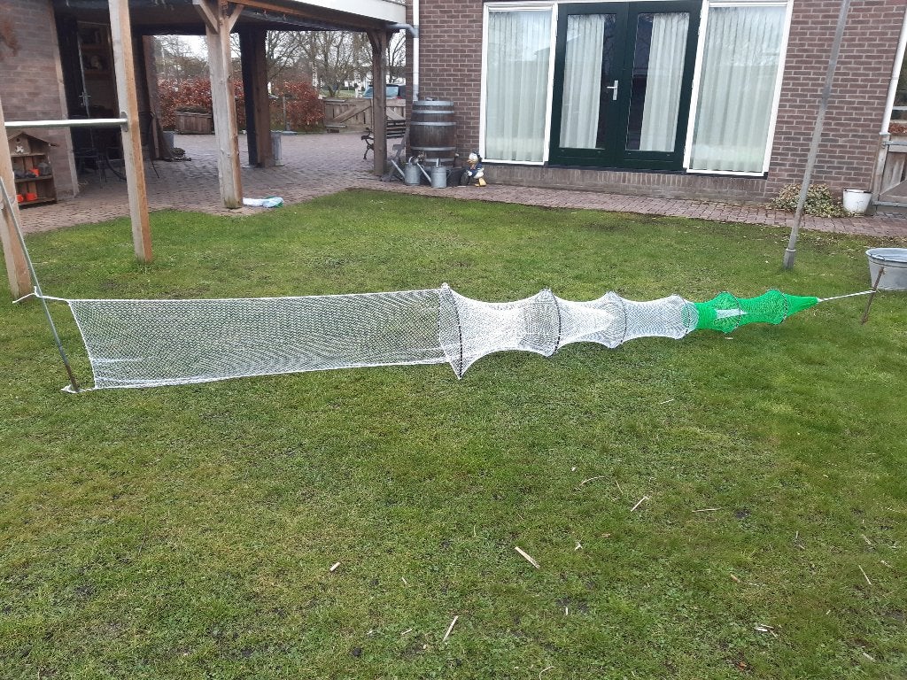 Fuik 80 mazen opzet met PE kub, enkelvleugel, Ophalen of Verzenden, Nieuw, Net of Fuik
