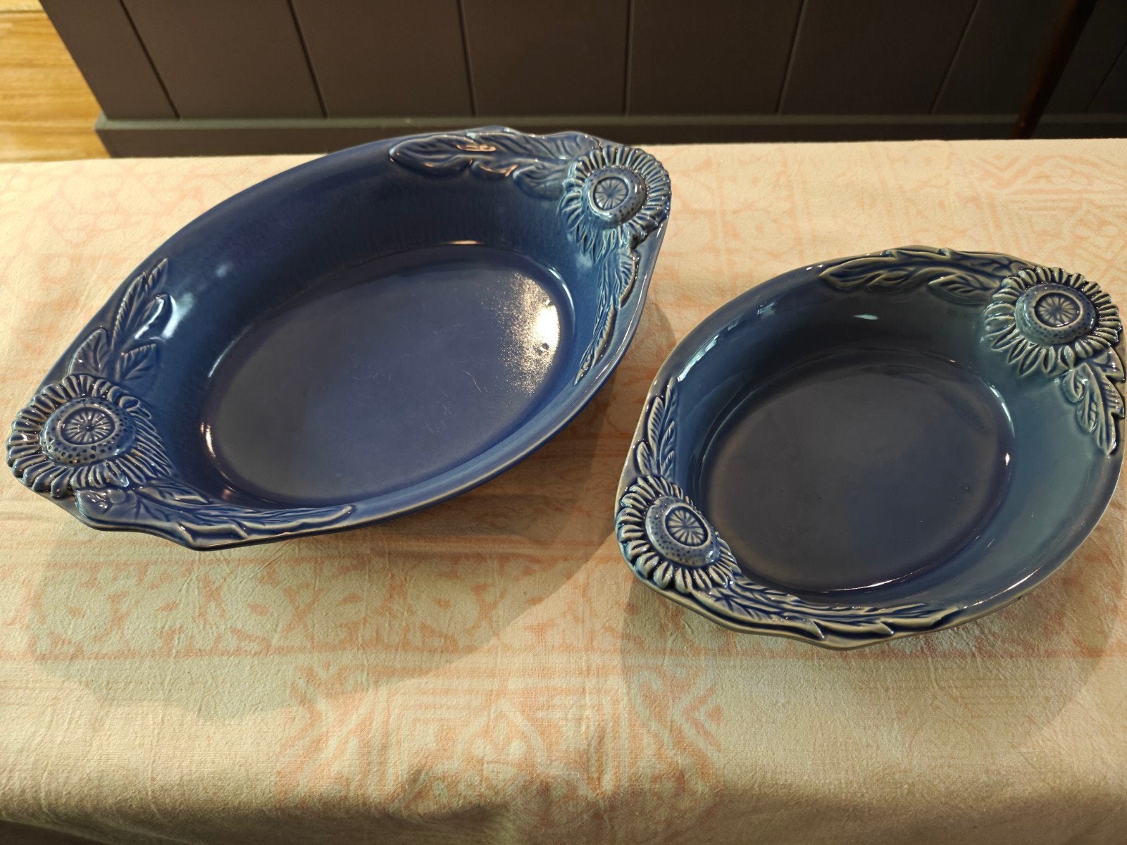 appolia France schalen zonnebloem 2x, Huis en Inrichting, Ophalen of Verzenden, Overige stijlen, Glas, Schaal of Schalen