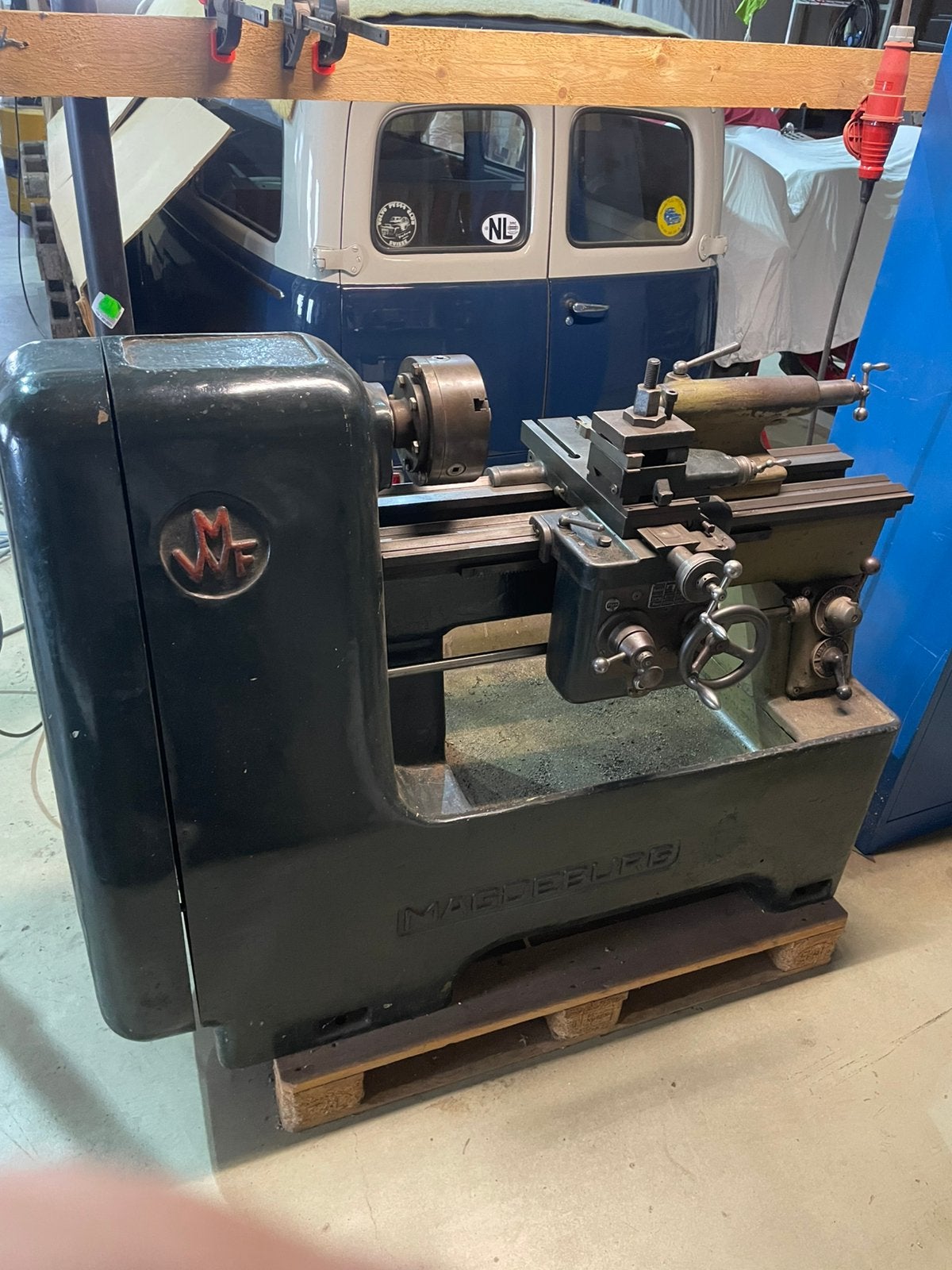 DRAAIBANK OUD MODEL MAGDEBURG 380 VOLT, Doe-het-zelf en Verbouw, Draaibanken, Ophalen, Gebruikt, Metaaldraaibank, Minder dan 500 mm