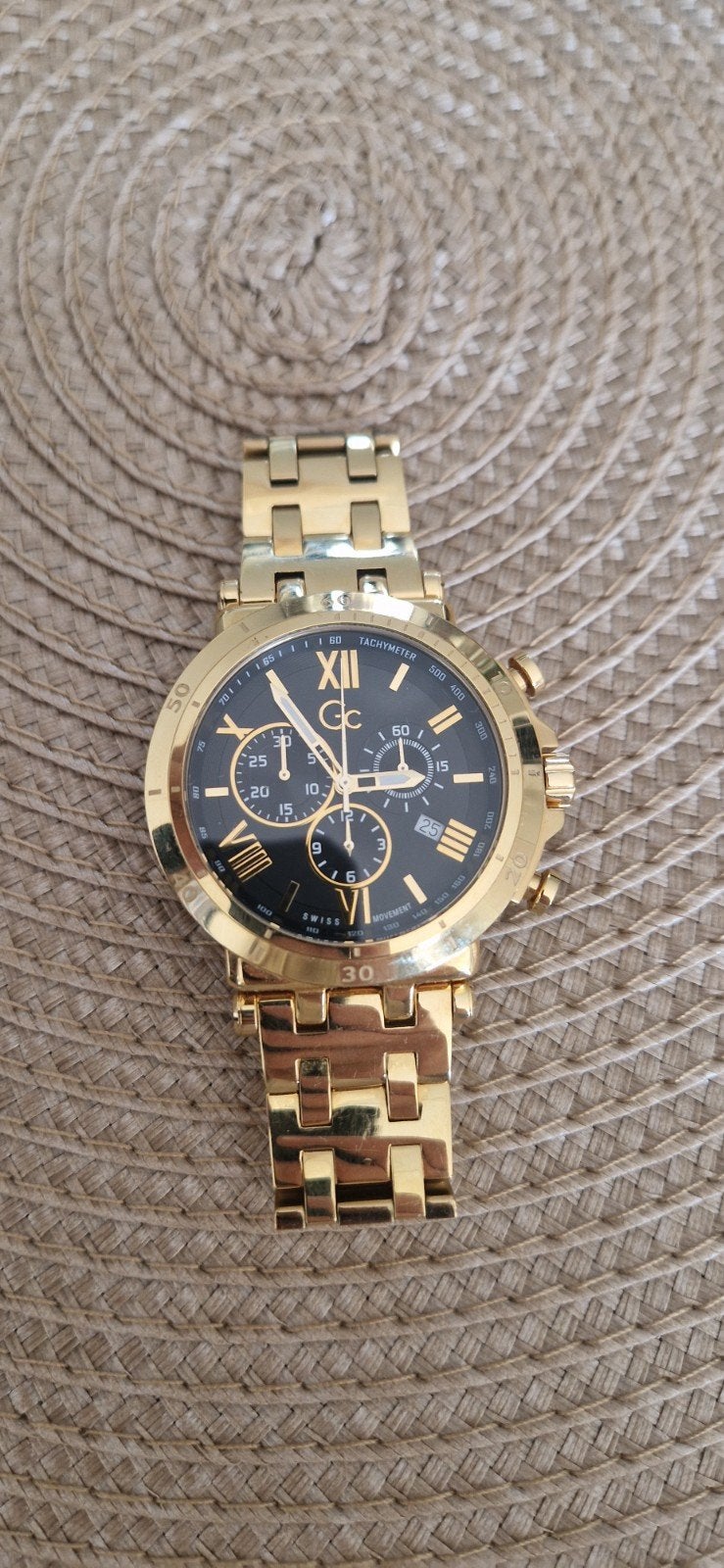GC Herenhorloge Goudkleurig Chronograaf, Ophalen of Verzenden, Zo goed als nieuw, Staal, Overige merken