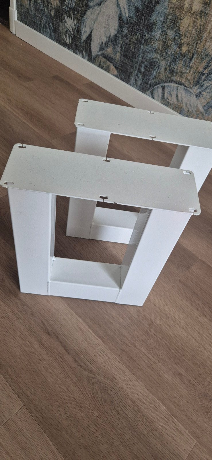 Set van 2 witte metalen poten voor een bankje (U-vorm), Huis en Inrichting, Tafelpoot, Minder dan 50 cm, Minder dan 50 cm, Ophalen of Verzenden