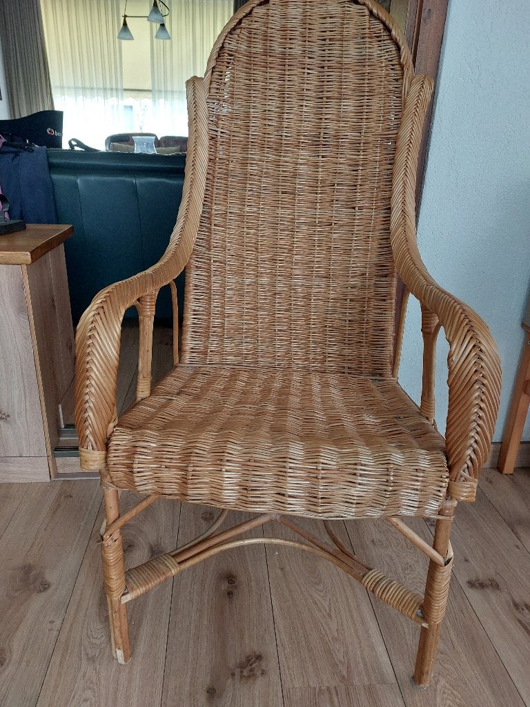 Rotan stoel, Ophalen, Gebruikt, Bruin, Riet of Rotan